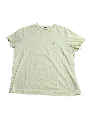 Nautica Mens Premium Cotton V-Neck T-Shirt 2XL Light Yellow 100% Cotton